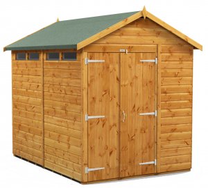 Power 8x6 Apex Secure Garden Shed - Double Door